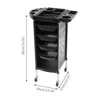 Carrito de peluquería para estilistas, con 4 cajones extraíbles, adecuado para salones de uñas, instituciones médicas, peluquerías, clínicas veterinarias, salones de belleza, spas (negro) - details 1