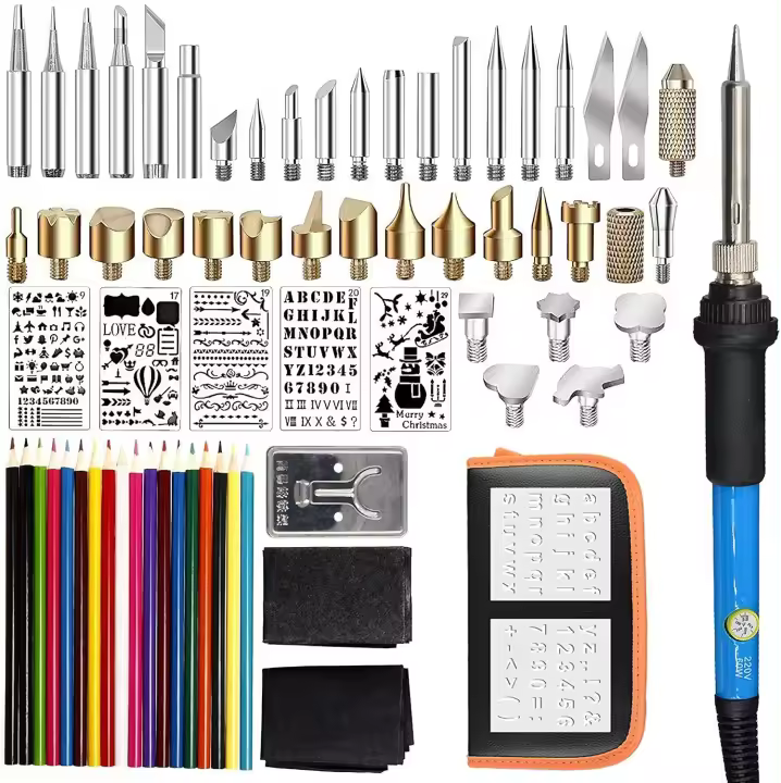 Kit de Herramientas de Quemador de Madera Profesional 71PCS Set de Pluma de Pyrographia y Hierro de Soldadura con Temperatura Ajustable de 200-450℃ para Tallado - 1