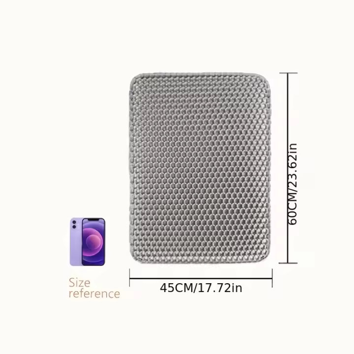 Tapete de atrapamiento de arena para gatos de doble capa en forma de panal de abeja, antideslizante y lavable, para la limpieza - 1