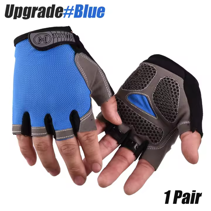 Tcare Guantes de Ciclismo Antideslizantes Absorbentes de Choques de Medio Dedo con Almohadilla de Gel Transpirables para Hombres y Mujeres Soportes y Correas Deportivos y al Aire Libre - 1