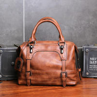 Bolso De Gran Capacidad Para Mujer, Bolso De Mujer De Cuero De Cera De Aceite, Bolso De Mensajero De Hombro. - details 7