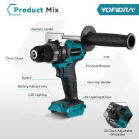 Taladro eléctrico sin escobillas YOFIDRA 650N.M de 13MM, destornillador inalámbrico Ice Powel Tools con función de impacto para batería Makita de 18V, juego de pines. - details 1