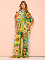 Conjunto informal de pantalones de pierna ancha con bolsillo y cintura elástica estampada para mujer, nueva moda 2025 - details 6
