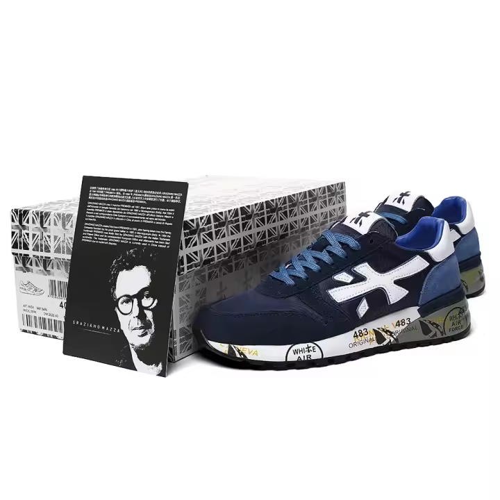 Zapatos De Deporte Casuales Para Hombre PREMIATA Azul Y Blanco Moda Transpirables Zapatillas De Correr Deportivas Para Hombre - 1