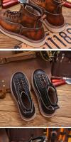 Zapatos de cuero de vaca puro de alta gama, estilo herramienta, zapatos de tablero de caña alta - details 17