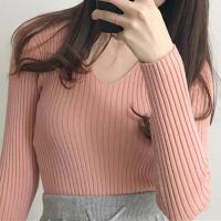 Suéter Sexy ajustado con cuello en V para mujer Manga larga de punto con parte inferior suave - details 20