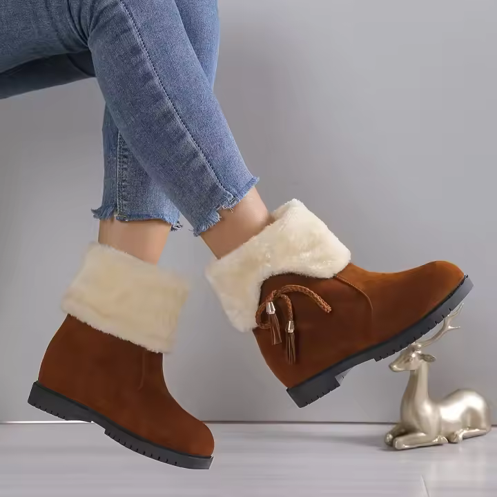 Women's Fashion Bowknot Decor Snow Boots Casual Slip On Plush Lined Winter Boots Comfortable Ankle Boots - 1