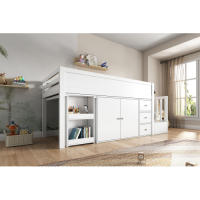 Camión de Niños Multifuncional Cama Extensible, Escritorio, Almacenamiento Lateral, Armario, Cajón, Escalera, Sin Colchón MDF Blanco 90*200 - details 15