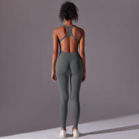 Body de Yoga de una pieza, conjunto de pantalones sin costuras, levantamiento de glúteos, Espalda descubierta, ropa sin mangas - details 25