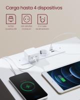 Mesita de Noche con Estación de Carga, Mesa Auxiliar con 3 Cajones, 2 Tomas AC, 2 Puertos USB, Salón, Dormitorio, Estudio, Blanco Nube LET631W14 - details 2