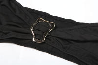 Conjunto corto ajustado de verano, nuevo, a la moda, de color sólido, sin tirantes, con cuello halter y lazo para mujer - details 12