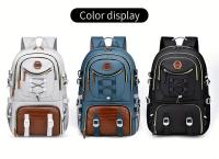 WEIXIER Mochila multifuncional elegante para hombre: nailon duradero con textura de cocodrilo, gran capacidad para computadora portátil, viajes, escuela y trabajo, diseño blanco y marrón, regalo perfecto para amigos y familiares, mochila de viaje - details 11