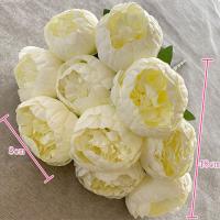 Arreglo floral de estilo nórdico, 10 cabezas de peonías, arte Floral redondo, peonías artificiales, flor Flexible hecha a mano para fiesta - details 1