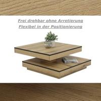 Mesa de centro cuadrada, mesa de salón con función giratoria