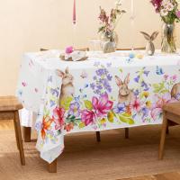 Mantel rectangular impermeable, mantel de conejito para colorear ral de primavera para comedor, fiesta en casa, decoración de Pascua - details 2