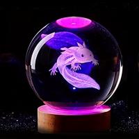 1pc lámpara de bola de cristal grabada con láser Axolotl 3D, luz nocturna multicolorida, regalo creativo de cumpleaños para novia, compañera de clase, esposa, niños, decoración del hogar para sala de estar y dormitorio - details 1