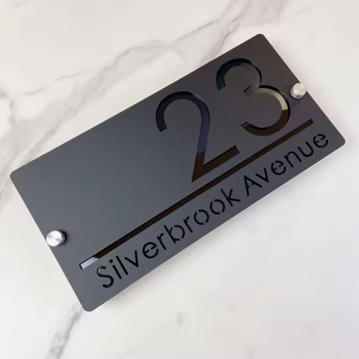 Decoración de Pared de Acrílico 3D Tallado Láser Contemporáneo Números de Casa Personalizados - 1