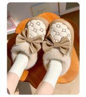 Botines de plataforma para mujer, botines de nieve de invierno de diseñador con lazo, zapatillas mullidas para interiores, zapatos planos de casa para mujer, calzado de moda cálido - details 2