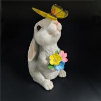 Estatuas Conejos para Jardín con Luz Solar LED, Decoración Exterior para Terraza/Césped/Balcón, Incluye Suculentas Artificiales, Autonomía 6 Horas, Regalo Original para Madres/San Valentín/Navidad - details 3
