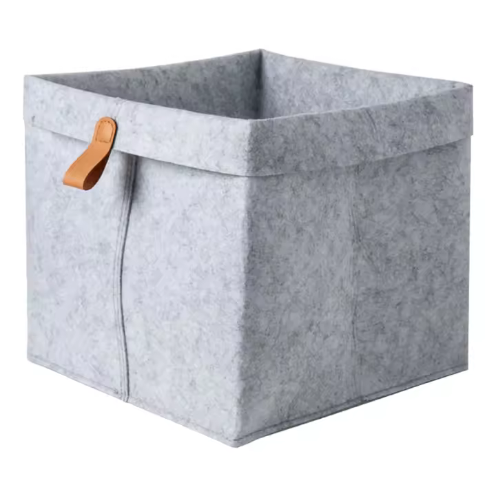 Cesta de almacenamiento de fieltro nórdico para sala de estar, mesa de té, cesta de almacenamiento de artículos diversos, caja de almacenamiento de fieltro de tela, calcetines para dormitorio, color gris - 1