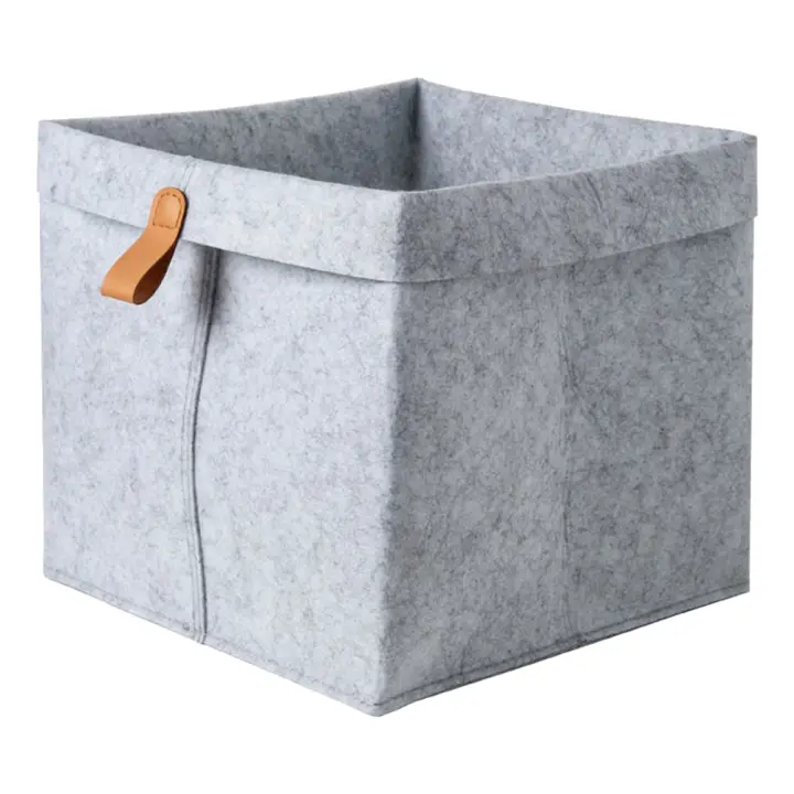 Cesta de almacenamiento de fieltro nórdico para sala de estar, mesa de té, cesta de almacenamiento de artículos diversos, caja de almacenamiento de fieltro de tela, calcetines para dormitorio, color gris - 1