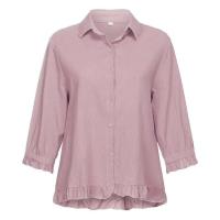 Camisa de algodón y lino de Color liso para mujer, con solapa y botones, manga corta con dobladillo, Top informal holgado, ropa de calle de otoño - details 12
