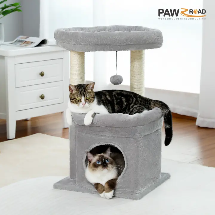 Árbol pequeño para gatos de interior con torre, condominio, poste rascador y rascador para gatos, ideal para el hogar de gatitos - 1
