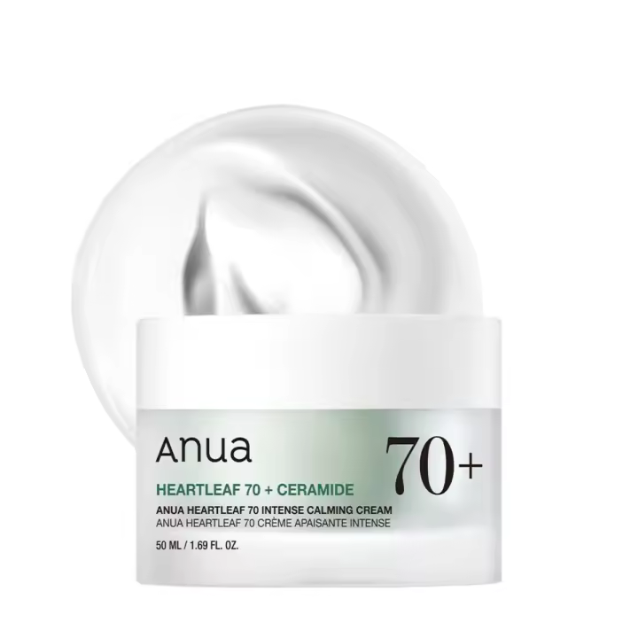 ANUA 70 Crema calmante intensa con ceramida, pantenol, extracto de Heartleaf, cuidado de la piel coreano - (50 ml /1,69 Fl. Oz) - 1