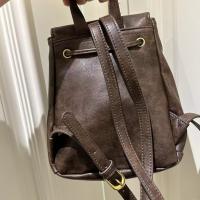Mochila con solapa y cordón de cuero PU para mujer, bolso de hombro de gran capacidad a la moda, estilo coreano, Color sólido, para libros escolares - details 13