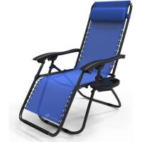 Set de 2 Sillas de Jardín Plegables Silla de Gravedad Cero Reclinable con Soporte para Bebidas y Reposacabezas Extraíble Carga Máxima 120kg Negro - details 18