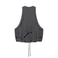 OUWU- Nueva Ropa De Mujer Adelgazante Versátil Decoración De Lazo Cuello En V Textura Chaleco Suelto Chaqueta Hombro - details 2