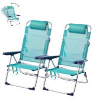 Silla Playa Plegable, 5 Posiciones, 57X31X62/101CM Incluye cojín Acolchado, Asa Hombro, Soporta 110 kg, Topes antivuelco, Multiposición, Respaldo reclinable Raya Azul - details 4