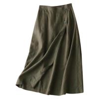 Falda Midi de Verano de Cintura Alta Color Sólido, Cintura Elástica, Borla Grande, Vestido de Moda Callejera para Mujeres - details 4