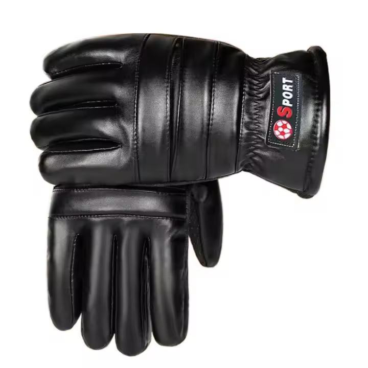 Guantes de cuero para invierno con pantalla táctil, guantes de terciopelo para mantener el calor, equipo de jinete, guantes deportivos impermeables para conducir con dedos completos, esquí - 1