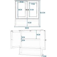Espejo de Armario para Baño Cocina Mueble Colgante de Pared de Madera Tamaño 56 x 58 x 13 cm Gris - details 4