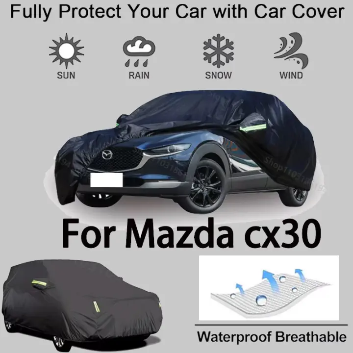 Cubierta completa para coche para Mazda CX30, equipo protector para exteriores, resistente a la nieve, protector solar, accesorios para automóviles impermeables y a prueba de polvo, negro - 1