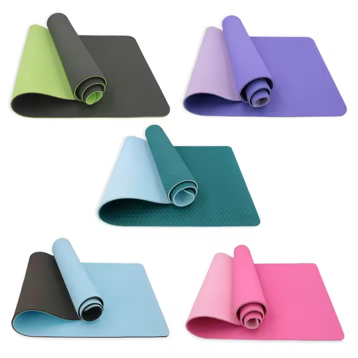 Esterilla de yoga antideslizante y ecológica para yoga, pilates, deportes, gimnasia, fitness, doble capa con coras.183 cm x 61 cm. - 1