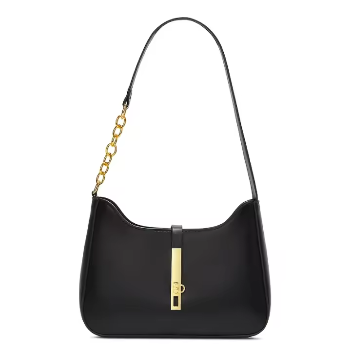 Elegante Bolso Cruzado de Hombro Negro con Cierre de Hebilla Dorada Bolso Cruzado de Día a Día para Trabajo, Compras, Viajes, Forro de Poliéster Duradero - 1