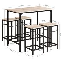 Juego de Mesa Comedor Conjunto de Mesa Alta de Bar con 4 Taburetes y 1 Mesa Gris - details 41