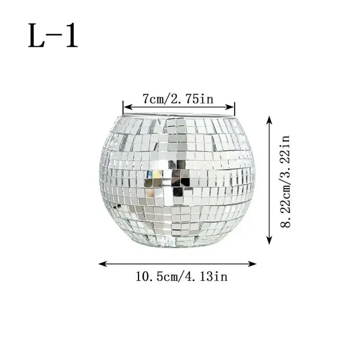 Soporte de Vela de Bola de Disco de Espejo Funda de Vela de Tea con Estilo 70S para Fiestas, Bodas, Cumpleaños y Decoración del Hogar Vela No Incluida - 1