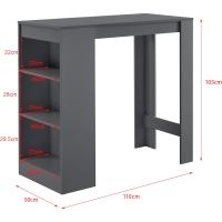 Elegante Mesa de Bar de Bistro 110 x 50 x 103cm Barra de Cocina Alta con 3 Estantes - details 27