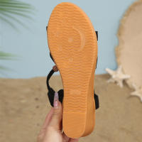 Sandalias de tacón de cuña de talla grande, cómodas, elásticas y perezosas para mujer, Verano 2025. - details 1