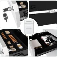 Armario Archivador con 3 Cajones, Cajonera de Oficina Móvil con Ruedas, Metalico Mueble Oficina Archivador con Cerradura y Llave para Carta/A4, Blanco, 51 x 40 x 64cm - details 3