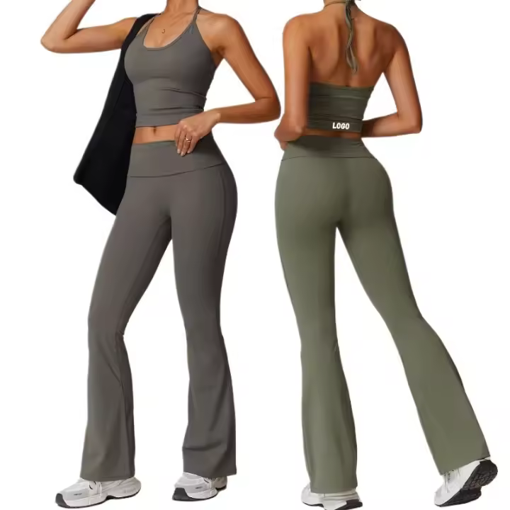Top deportivo tipo halter sin mangas, ajustado, top corto de yoga para mujer, top de yoga sin espalda con sujetador incorporado y ajuste ceñido. - 1
