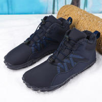Botas de nieve de invierno para mujer, botines forrados de piel cálida sin cordones, Botas de senderismo descalzas, botines de caja de punta ancha - details 3