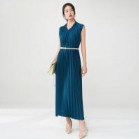 Vestido plisado para mujer, verano, nuevo, suelto, cuello en V, falda de talla grande, temperamento elegante - details 8