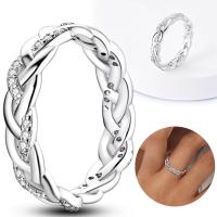 Anillo de circonita cruzada de Plata de Ley 925 para mujer, joyería de boda, regalos - details 1
