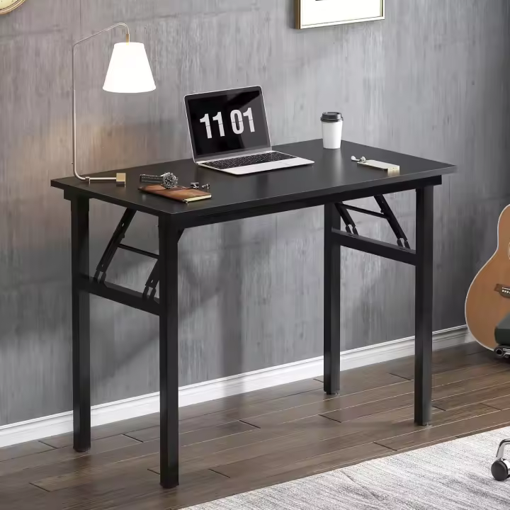 Mesa de Escritorio Plegable para computadora 80 x 40 x 75 cm Escritorio para computadora Escritorio de Oficina Mesa de Escritura, Mesa de Conferencia,Teca & Negro, AC5CB-8040-SH - 1
