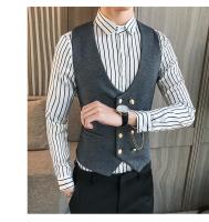 2025 último estilo doble botonadura hombres traje chaleco botón dorado Slim Fit Formal novio boda chaleco ropa de calle chaleco sin mangas chaqueta - details 14