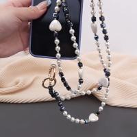 Bolso bandolera con cadena para teléfono con parche de cuentas, cadena antipérdida, correa cruzada para teléfono móvil, dulce corazón de amor, correas para el cuello para teléfono - details 15